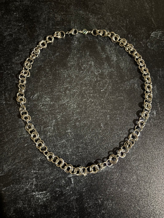 21 Inch Chainmaille Necklace with Evil Eye Charm
